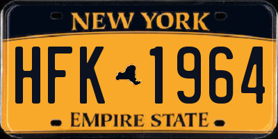 NY license plate HFK1964