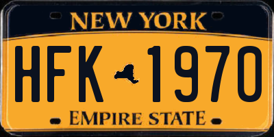 NY license plate HFK1970