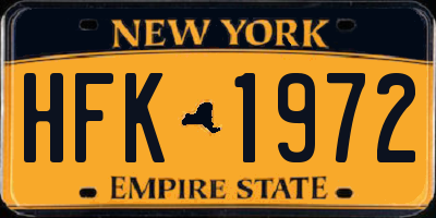 NY license plate HFK1972