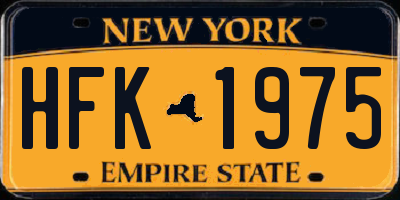 NY license plate HFK1975