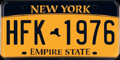 NY license plate HFK1976