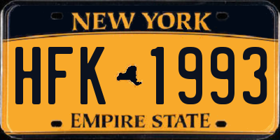 NY license plate HFK1993
