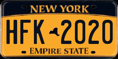 NY license plate HFK2020