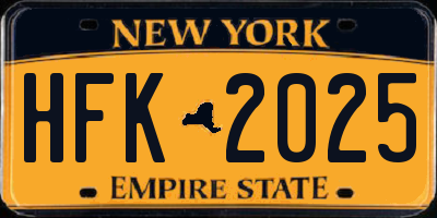 NY license plate HFK2025