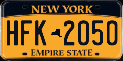 NY license plate HFK2050