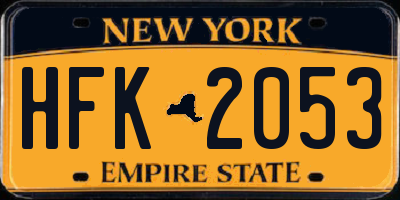 NY license plate HFK2053