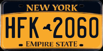 NY license plate HFK2060