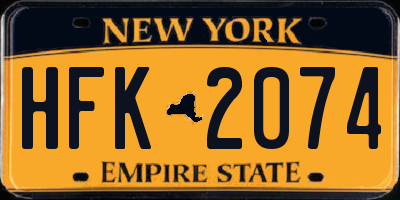 NY license plate HFK2074