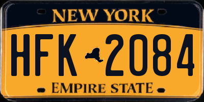 NY license plate HFK2084