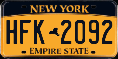 NY license plate HFK2092