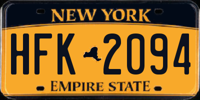 NY license plate HFK2094