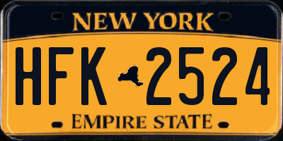 NY license plate HFK2524