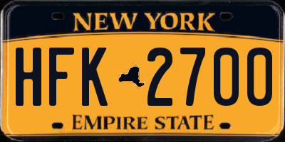 NY license plate HFK2700