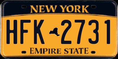NY license plate HFK2731