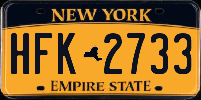 NY license plate HFK2733