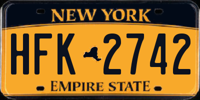 NY license plate HFK2742