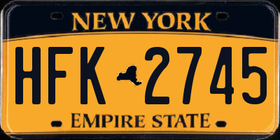 NY license plate HFK2745
