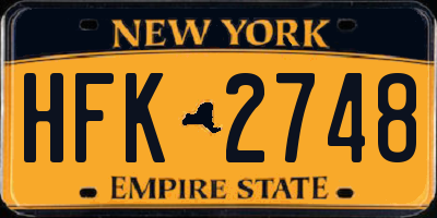 NY license plate HFK2748