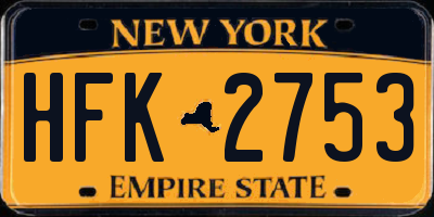 NY license plate HFK2753