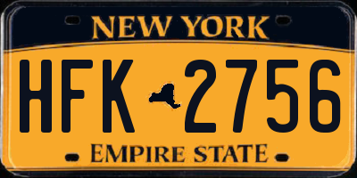 NY license plate HFK2756