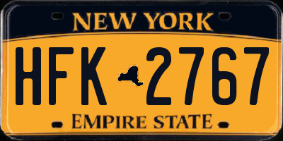NY license plate HFK2767