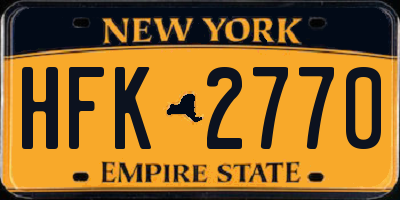 NY license plate HFK2770