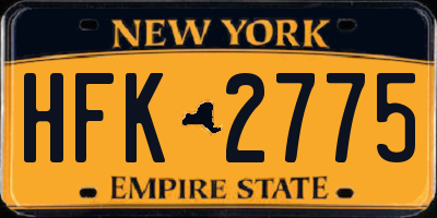 NY license plate HFK2775