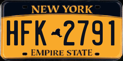 NY license plate HFK2791