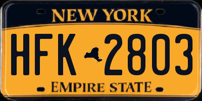 NY license plate HFK2803
