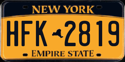 NY license plate HFK2819