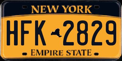 NY license plate HFK2829