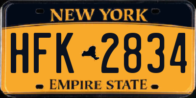 NY license plate HFK2834