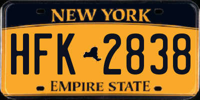 NY license plate HFK2838