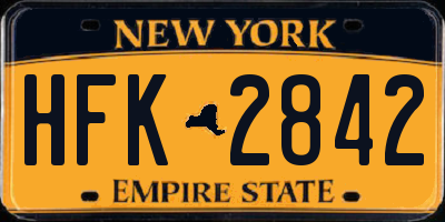NY license plate HFK2842