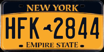 NY license plate HFK2844