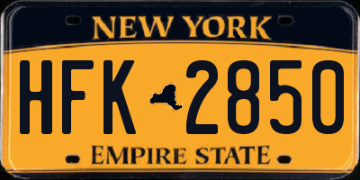 NY license plate HFK2850
