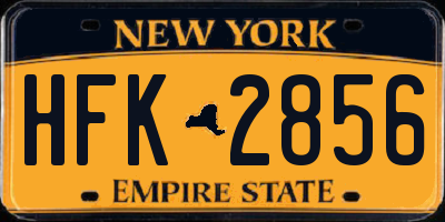NY license plate HFK2856