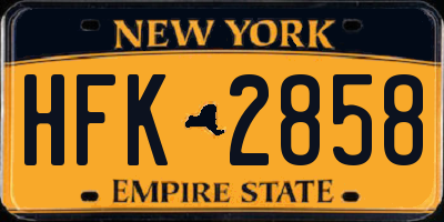 NY license plate HFK2858