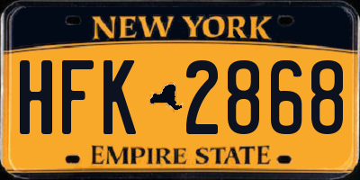 NY license plate HFK2868