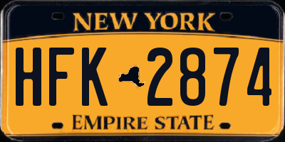 NY license plate HFK2874