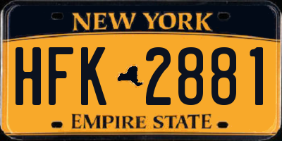 NY license plate HFK2881