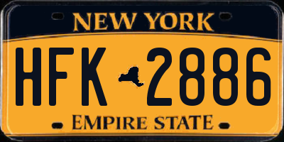 NY license plate HFK2886