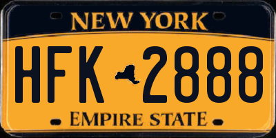 NY license plate HFK2888