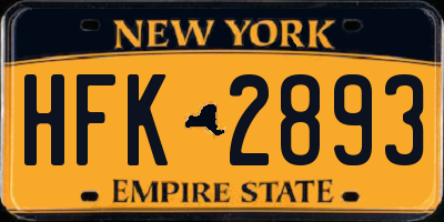 NY license plate HFK2893