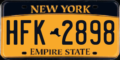 NY license plate HFK2898