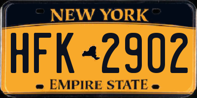 NY license plate HFK2902