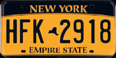 NY license plate HFK2918
