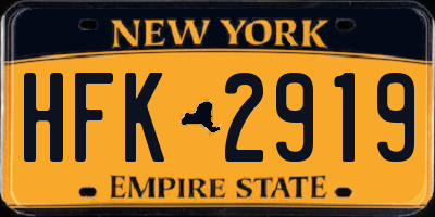 NY license plate HFK2919