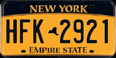 NY license plate HFK2921