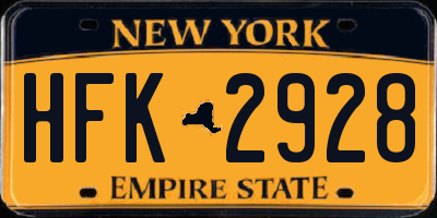 NY license plate HFK2928